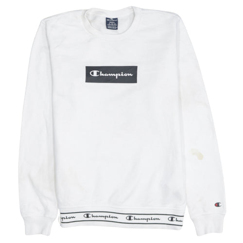 Champion Men's White Small Logo Pullover Sweatshirt