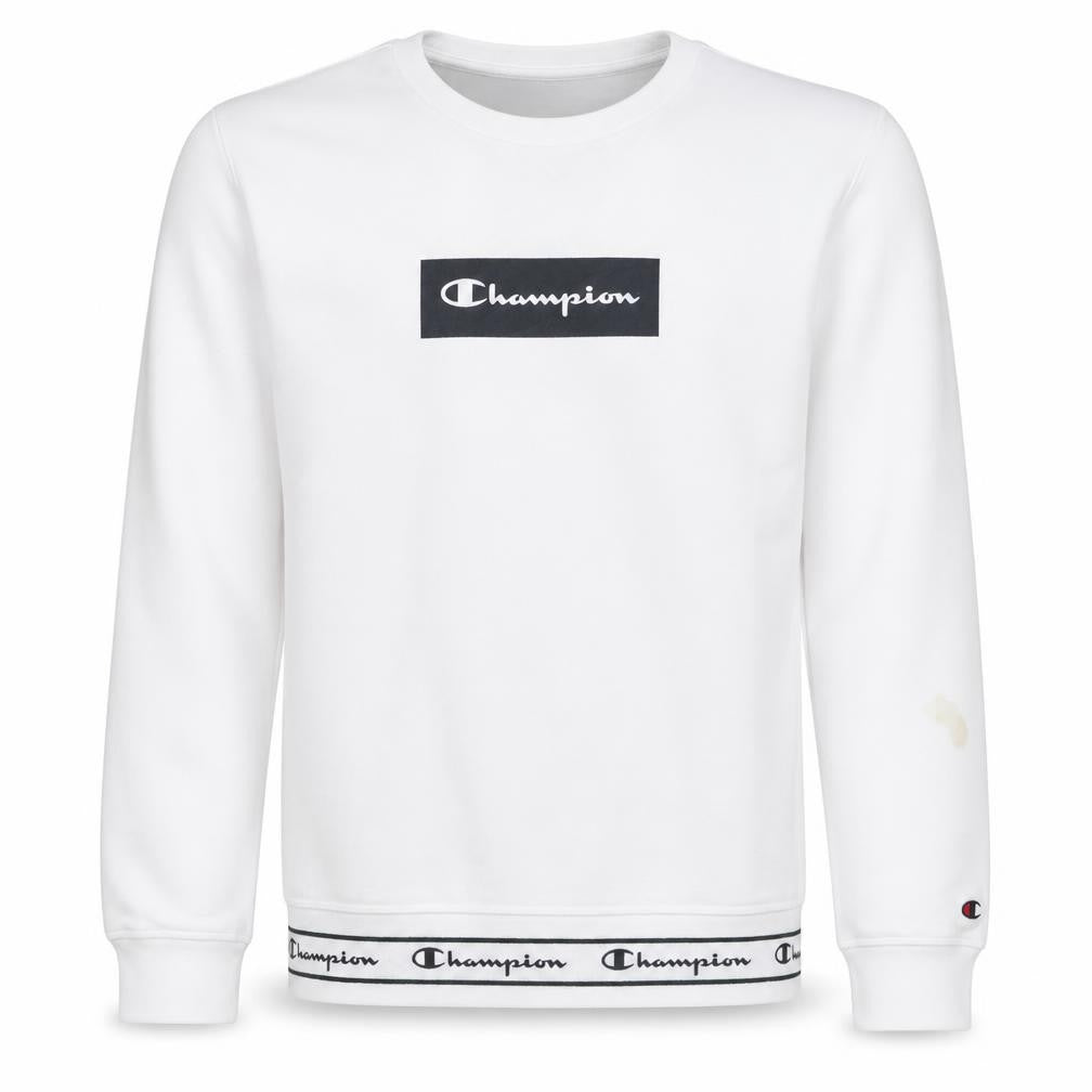 Champion Men's White Small Logo Pullover Sweatshirt