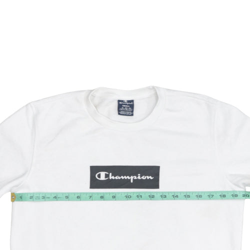 Champion Men's White Small Logo Pullover Sweatshirt