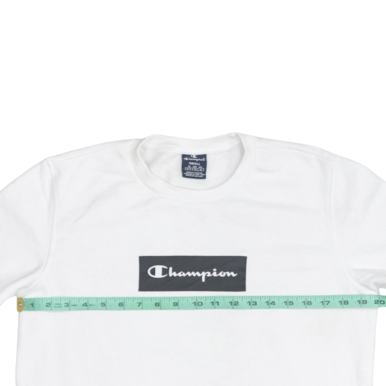 Champion Men's White Small Logo Pullover Sweatshirt