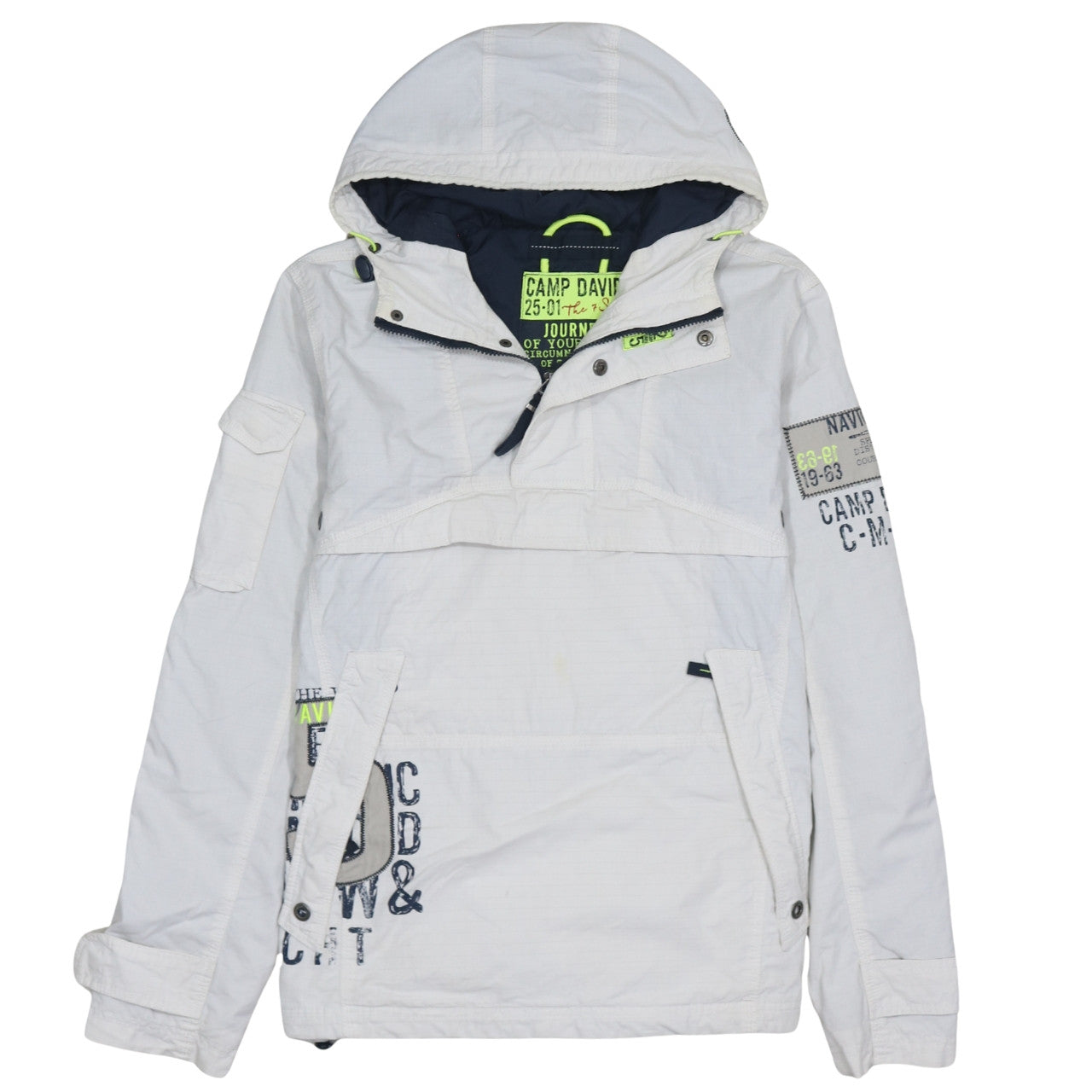 Camp David Men's White Hooded Anorak Jacket Size M Casual Outdoor