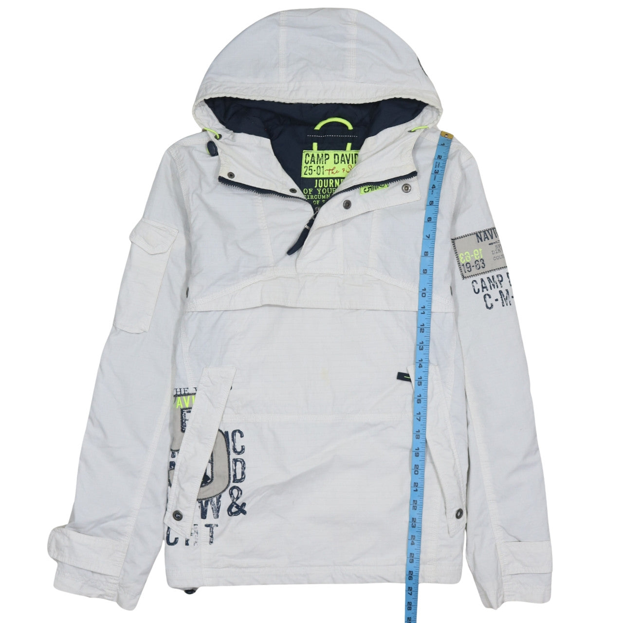 Camp David Men's White Hooded Anorak Jacket Size M Casual Outdoor