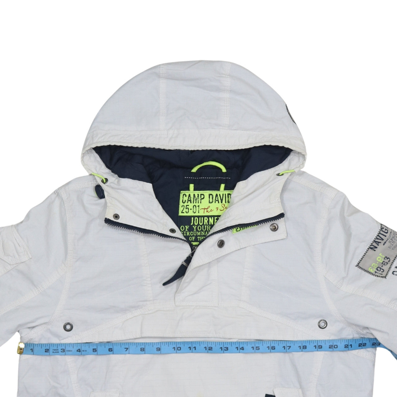Camp David Men's White Hooded Anorak Jacket Size M Casual Outdoor