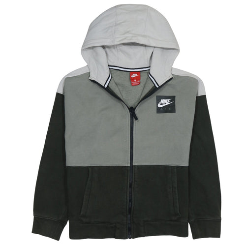 Nike Boys Green Grey Full Zip Hoodie XL 13-15 Years Hooded Sweatshirt