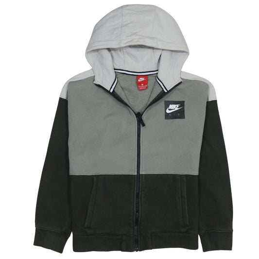 Nike Boys Green Grey Full Zip Hoodie XL 13-15 Years Hooded Sweatshirt