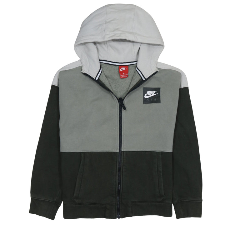 Nike Boys Green Grey Full Zip Hoodie XL 13-15 Years Hooded Sweatshirt