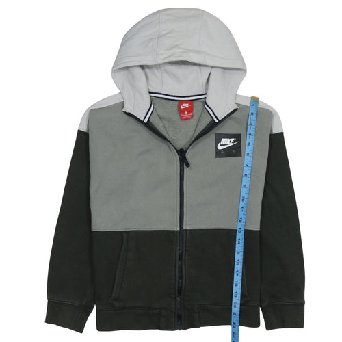 Nike Boys Green Grey Full Zip Hoodie XL 13-15 Years Hooded Sweatshirt
