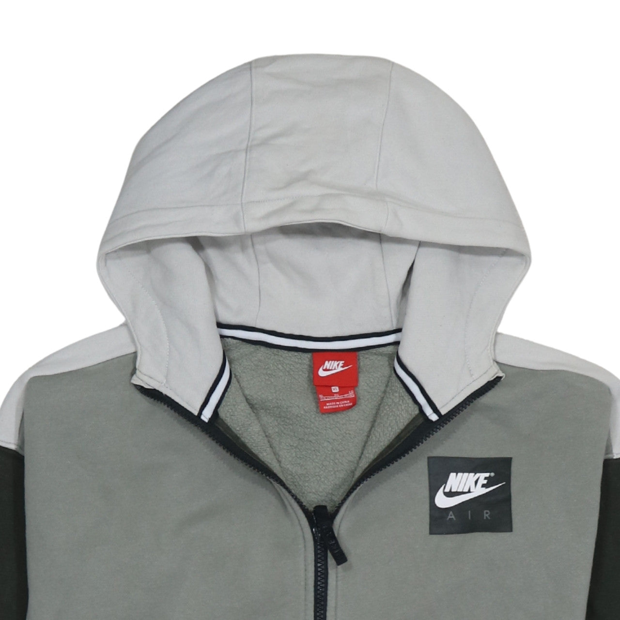 Nike Boys Green Grey Full Zip Hoodie XL 13-15 Years Hooded Sweatshirt