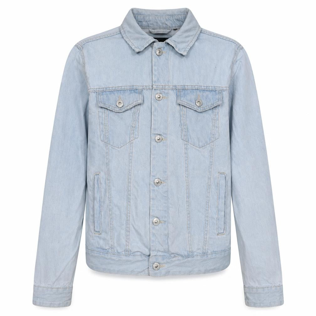 Front view of Lefties Men's Blue Denim Jacket, size M, 40 Regular Fit Casual