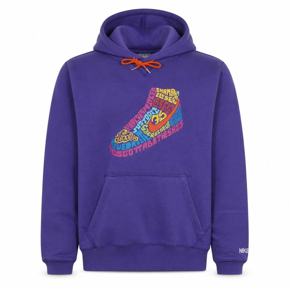 Front view of Nike Men's Purple Pullover Hoodie M Graphic Logo Sportswear