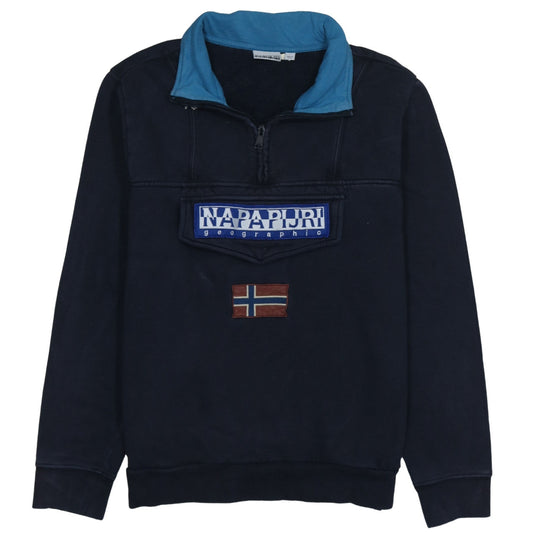 Napapijri Men's Blue 1/2 Zip Pullover Sweatshirt M Regular Fit