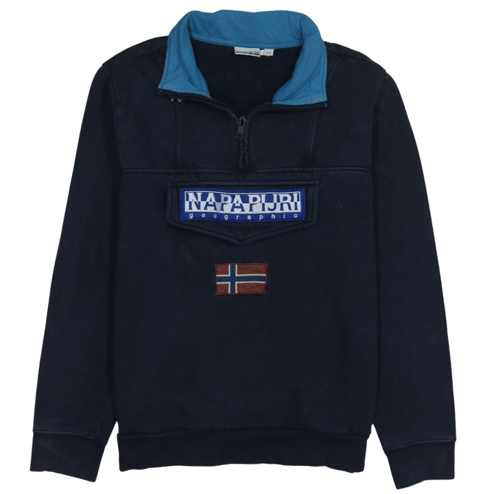 Napapijri Men's Blue 1/2 Zip Pullover Sweatshirt M Regular Fit