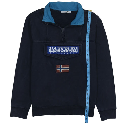 Napapijri Men's Blue 1/2 Zip Pullover Sweatshirt M Regular Fit