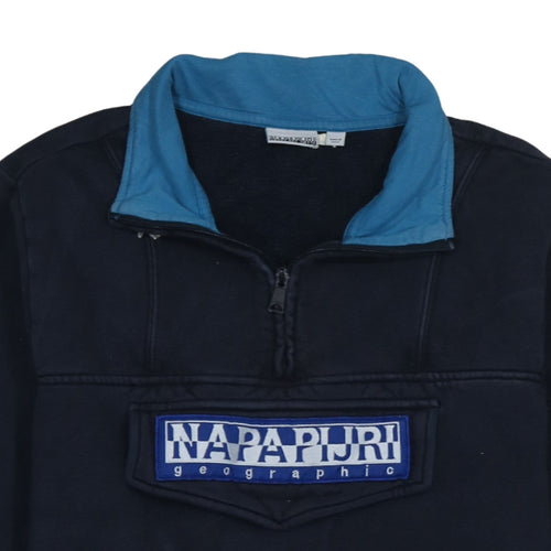 Napapijri Men's Blue 1/2 Zip Pullover Sweatshirt M Regular Fit