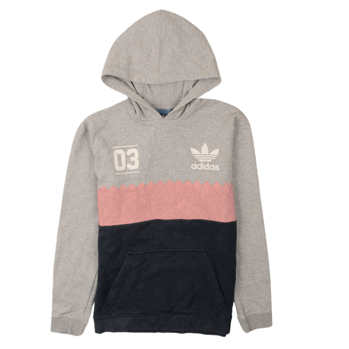 Adidas Mens Grey Pullover Hoodie Small Logo Sportswear Fleece