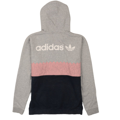 Adidas Mens Grey Pullover Hoodie Small Logo Sportswear Fleece