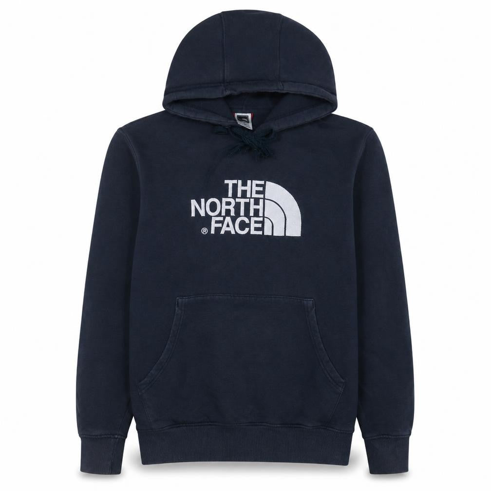 Front view of The North Face Men's Navy Cotton Pullover Hoodie, size M
