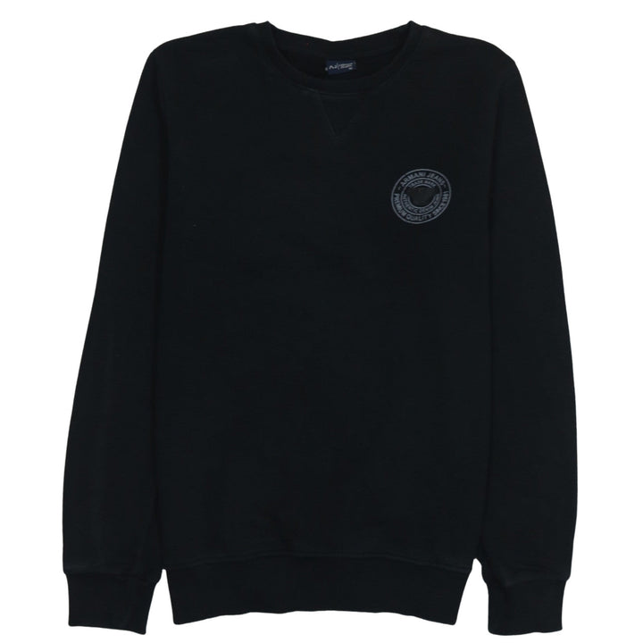 Armani Jeans Men's Black Crew Neck Logo Sweatshirt Size M