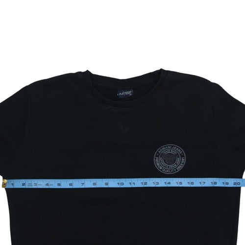 Armani Jeans Men's Black Crew Neck Logo Sweatshirt Size M