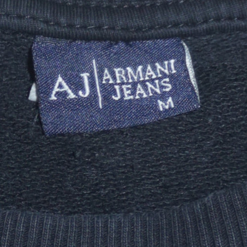 Armani Jeans Men's Black Crew Neck Logo Sweatshirt Size M