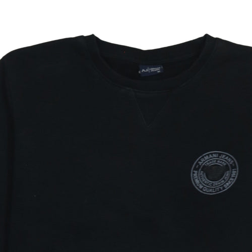Armani Jeans Men's Black Crew Neck Logo Sweatshirt Size M