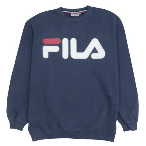 Fila Men's Blue Logo Pullover Sweatshirt Size L Regular Fit