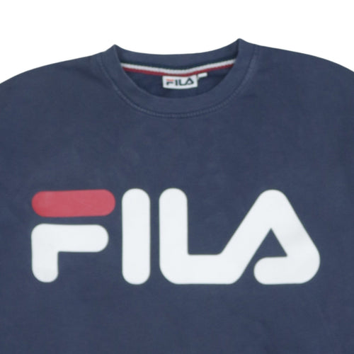 Fila Men's Blue Logo Pullover Sweatshirt Size L Regular Fit