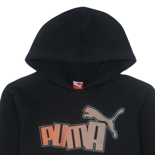 Puma Boys Black Pullover Hoodie Graphic Logo Size 14 164cm