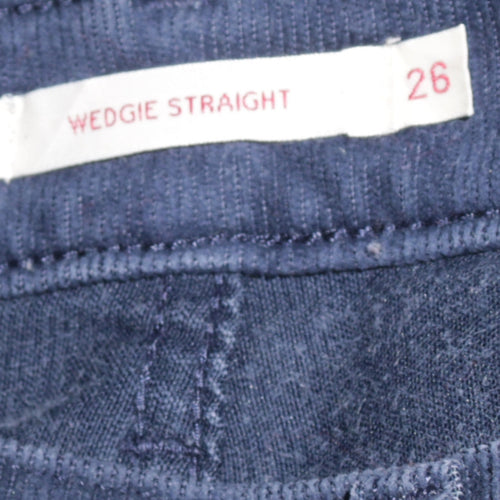 Levi's Women's Blue Corduroy Wedgie Straight Trousers Size 26