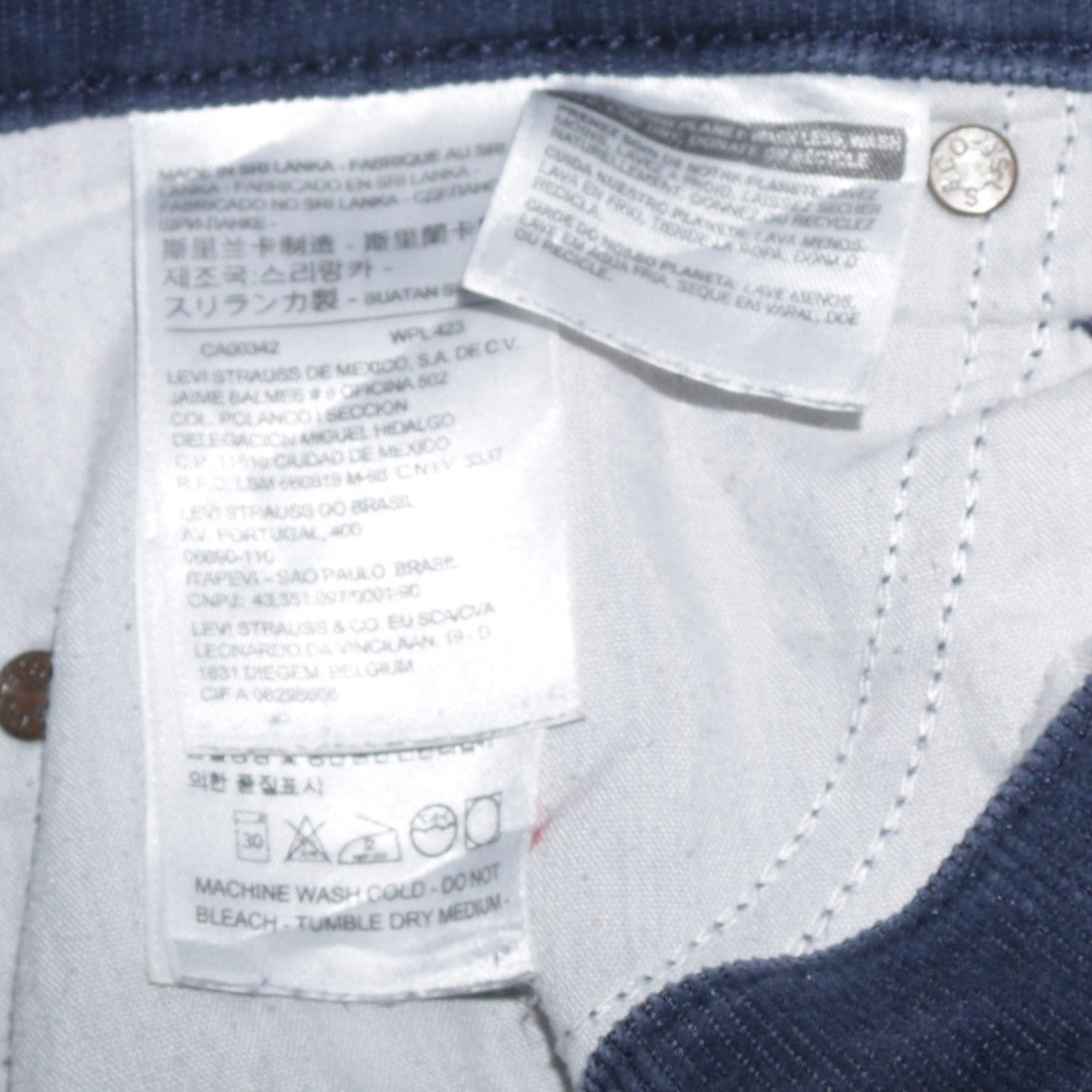 Levi's Women's Blue Corduroy Wedgie Straight Trousers Size 26