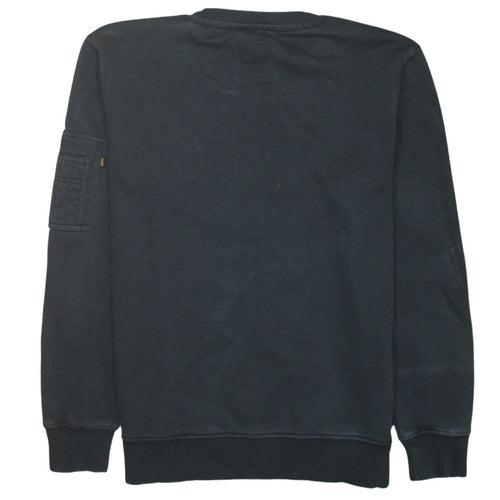 Alpha Industries Men’s Black NASA Logo Pullover Sweatshirt L