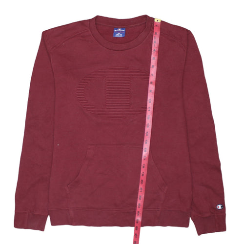 Champion Men’s Red Pullover Sweatshirt Size L Logo Embroidered Fleece