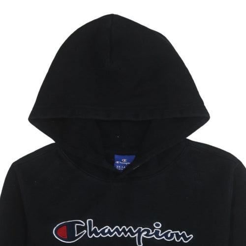 Champion Boys Black Pullover Hoodie XL 15-16 Years Classic Logo Cotton Blend