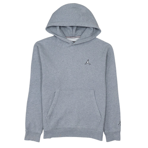Jordan Men Grey Pullover Hoodie L Regular Fit Fleece Logo Sportswear
