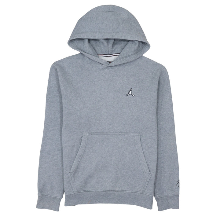 Jordan Men Grey Pullover Hoodie L Regular Fit Fleece Logo Sportswear