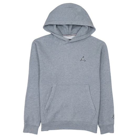 Jordan Men Grey Pullover Hoodie L Regular Fit Fleece Logo Sportswear