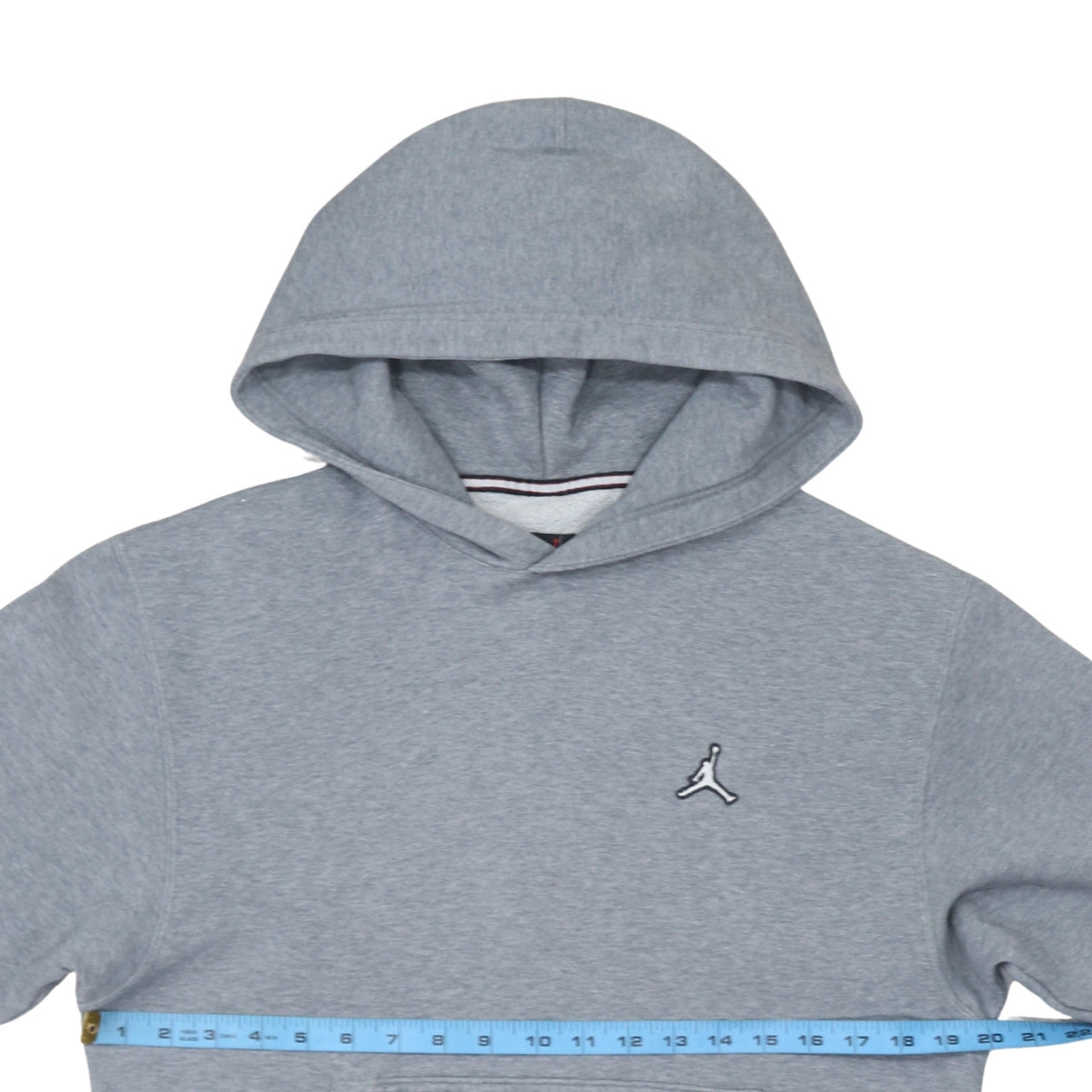 Jordan Men Grey Pullover Hoodie L Regular Fit Fleece Logo Sportswear