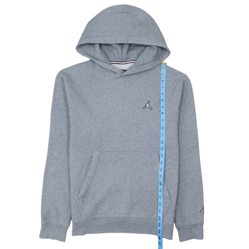 Jordan Men Grey Pullover Hoodie L Regular Fit Fleece Logo Sportswear
