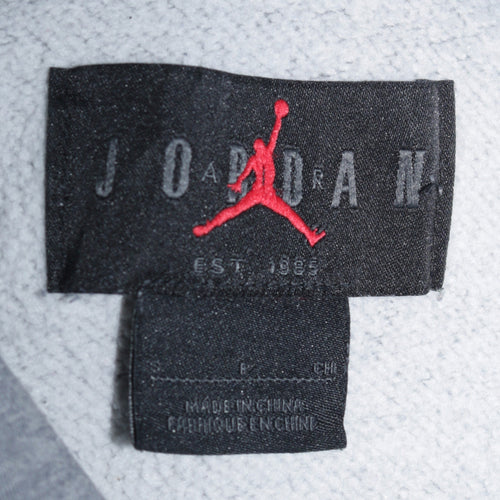 Jordan Men Grey Pullover Hoodie L Regular Fit Fleece Logo Sportswear