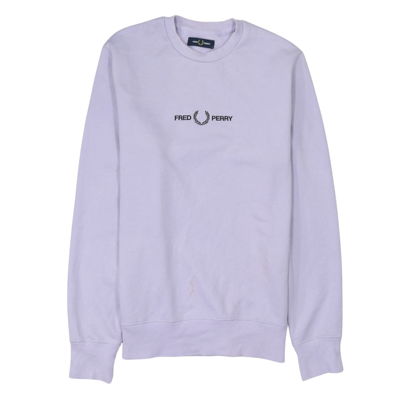 Fred Perry Women's Lilac Cotton Sweatshirt M Crew Neck Logo Pullover