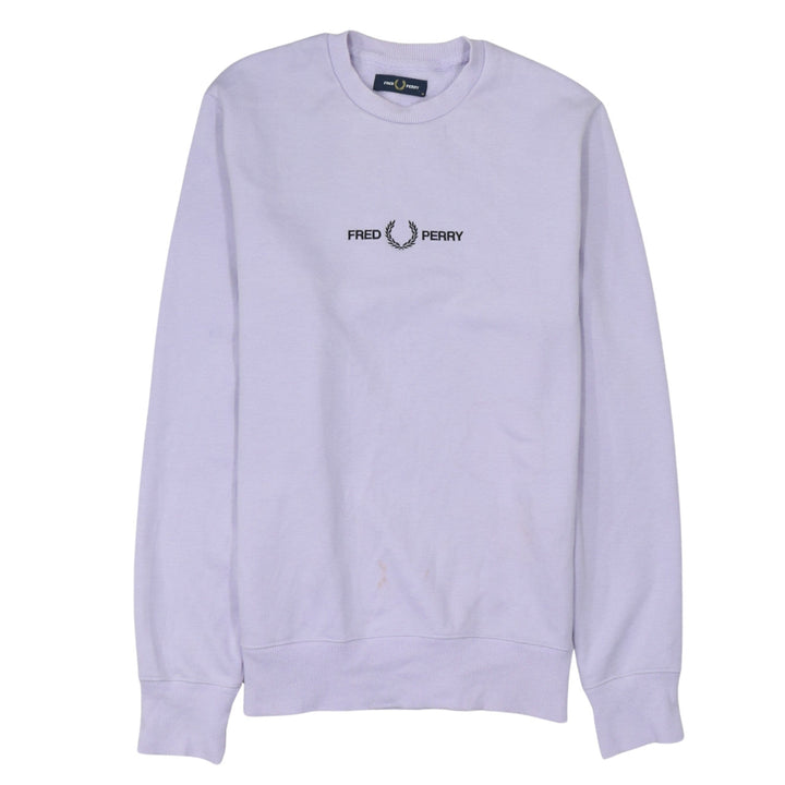 Fred Perry Women's Lilac Cotton Sweatshirt M Crew Neck Logo Pullover