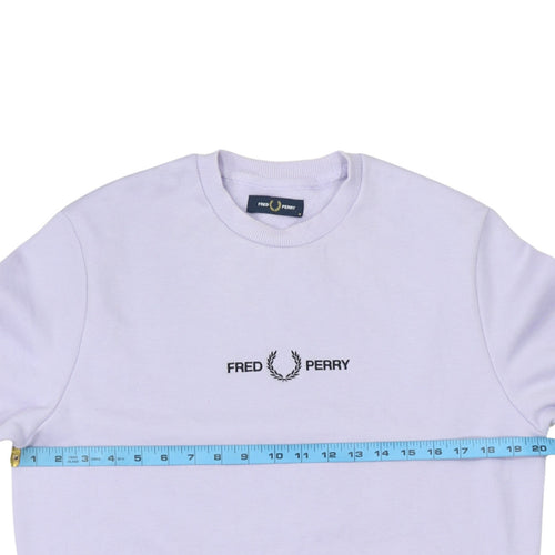 Fred Perry Women's Lilac Cotton Sweatshirt M Crew Neck Logo Pullover