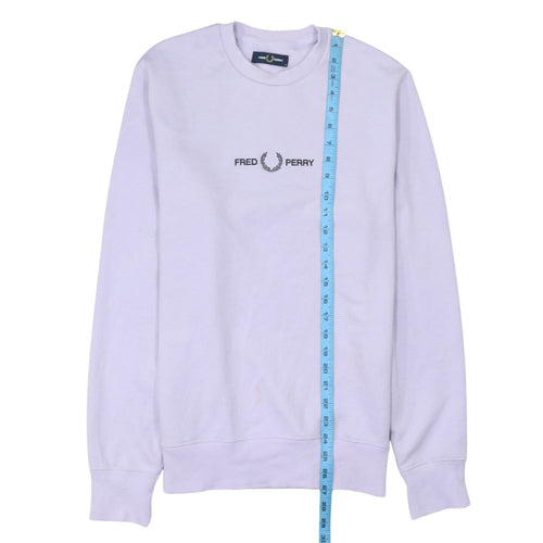 Fred Perry Women's Lilac Cotton Sweatshirt M Crew Neck Logo Pullover