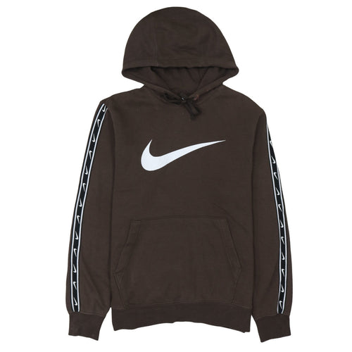 Nike Men's Brown Pullover Hoodie Small Logo Sleeve Graphic