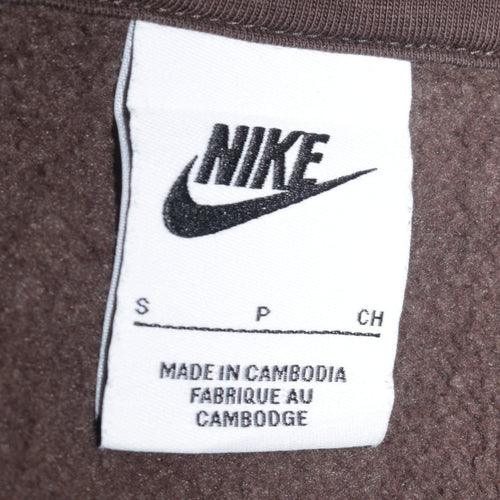 Nike Men's Brown Pullover Hoodie Small Logo Sleeve Graphic
