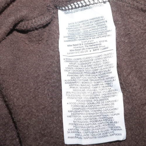 Nike Men's Brown Pullover Hoodie Small Logo Sleeve Graphic