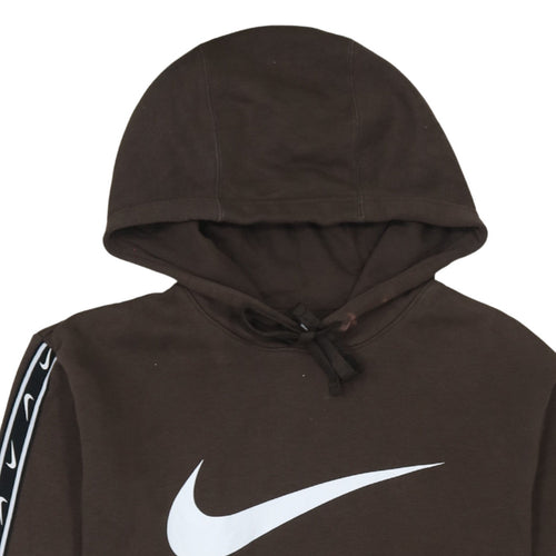 Nike Men's Brown Pullover Hoodie Small Logo Sleeve Graphic