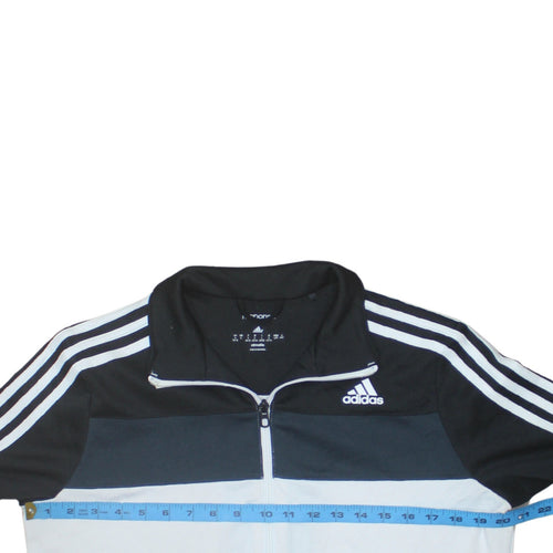 Adidas Womens Black White Full Zip Sweatshirt L Climalite Track Top