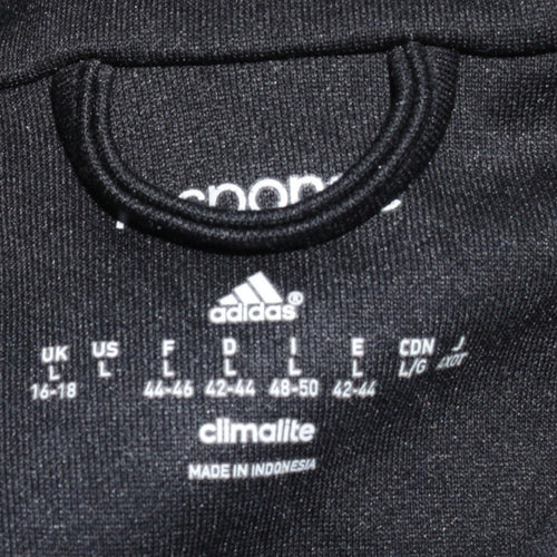 Adidas Womens Black White Full Zip Sweatshirt L Climalite Track Top