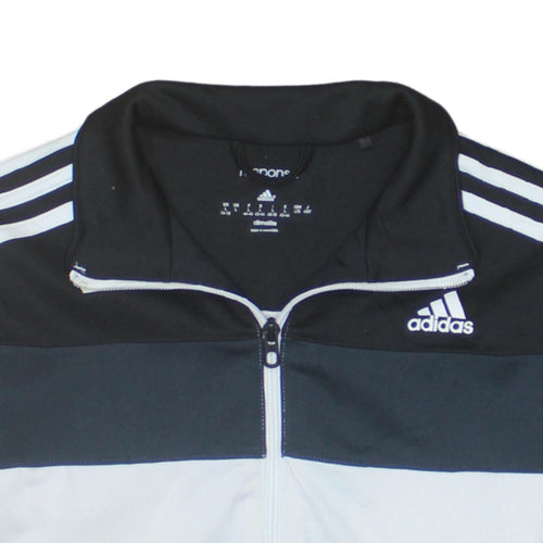 Adidas Womens Black White Full Zip Sweatshirt L Climalite Track Top